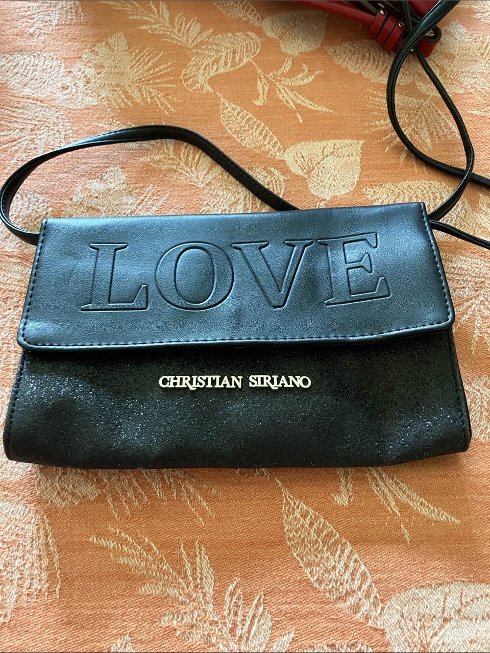 Christian Siriano Black LOVE Embossed Crossbody Bag